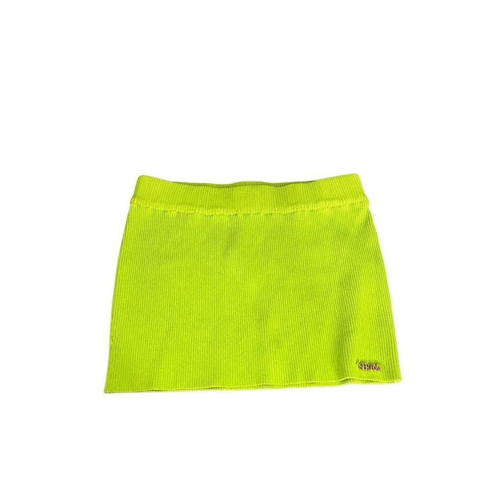 Revolve SER.O.YA Skirt Womens Size XS/S Chartreuse Chita Mini Ribbed Pull On NWT